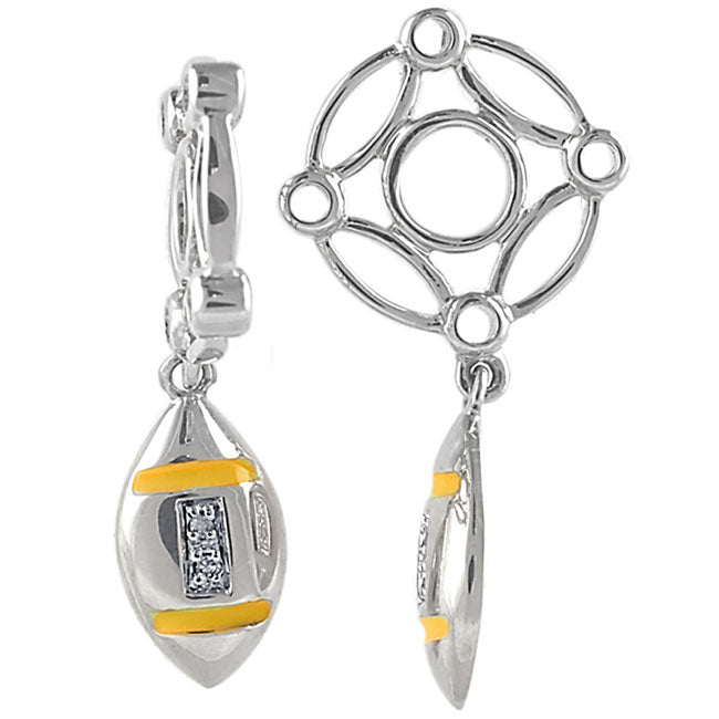 Storywheels Yellow Enamel and Diamond Football Sterling Silver Wheel RETIRED LIMITED QUANTITIES!-335130