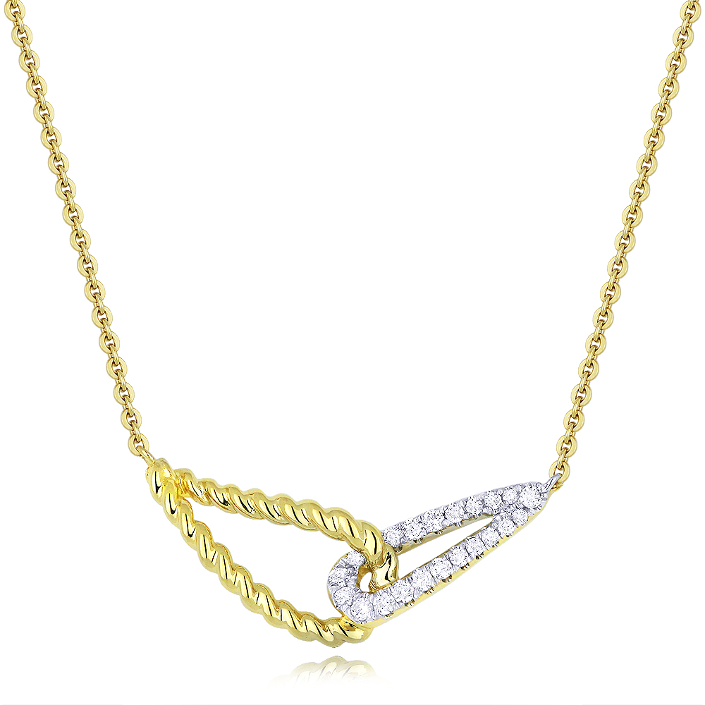 Woven Link & Diamond 14K Necklace