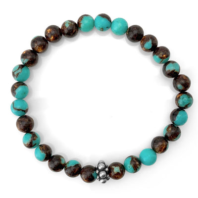 Teal Serpentine & Bronzite Bracelet