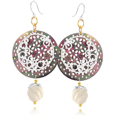 The Goddess Collection Mother of Pearl & Bone Earrings