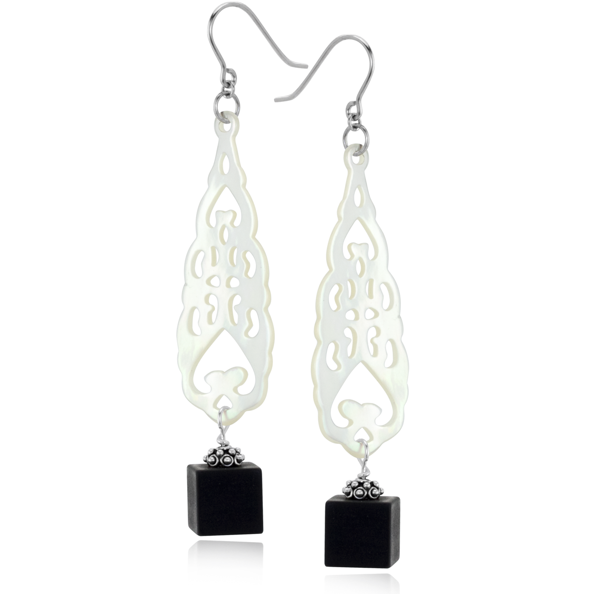 The Goddess Collection Mother of Pearl & Onyx Earrings