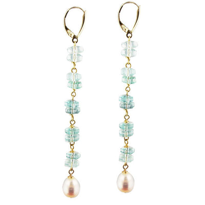 Aquamarine & Pearl Earrings-179645