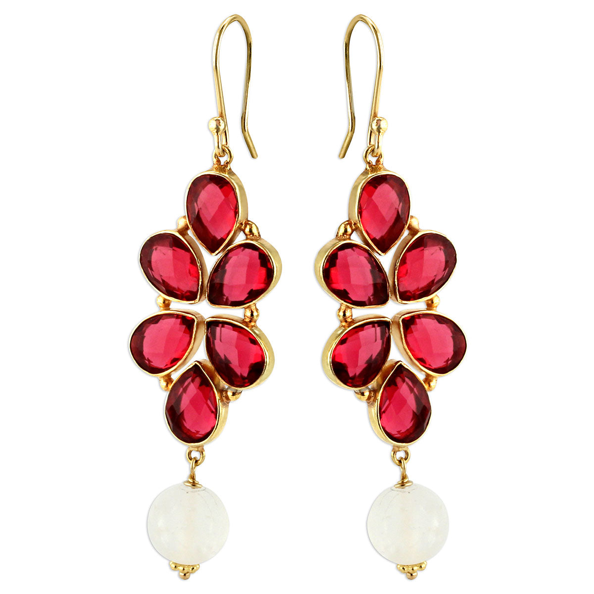 Red Quartz & Opaque Quartz Earrings-347557