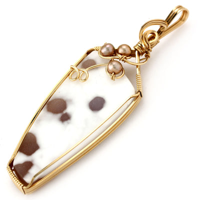 Wire Wrapped White and Tan Drusy Pendant-334029