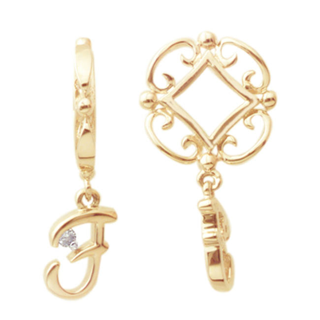 Storywheels Initials 'F' Dangle with Diamond 14K Gold Wheel - ONLY 1 LEFT!-267656