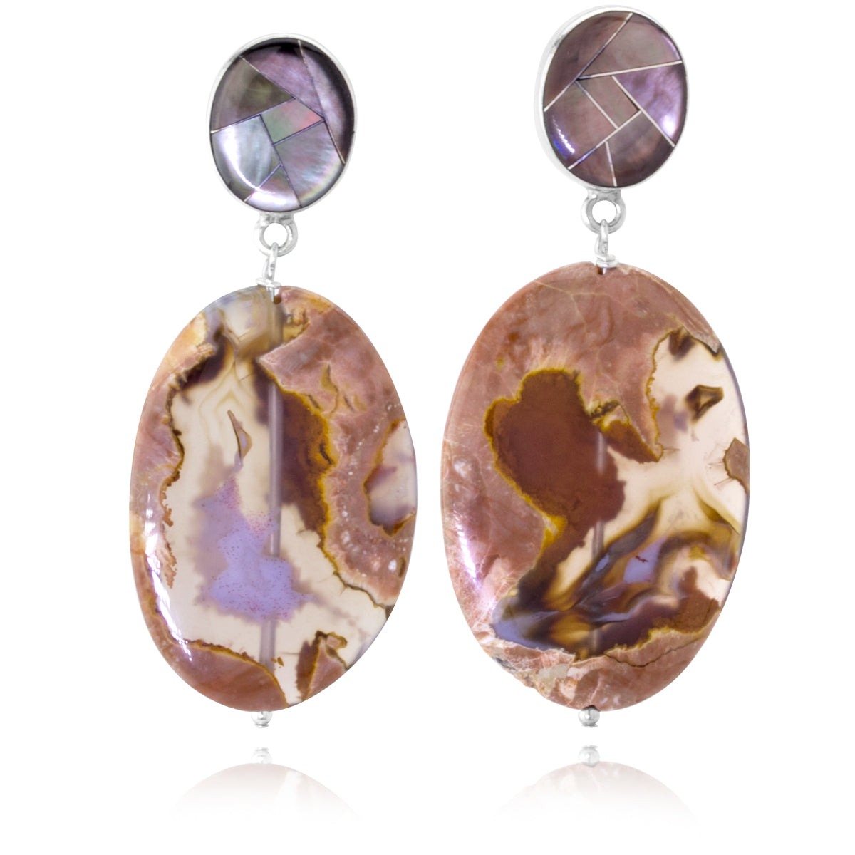 Impressionist Collection Mother of Pearl Thunderegg Drop Earrings