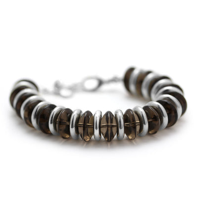 Smoky Quartz & Sterling Silver Bracelet-240-3228