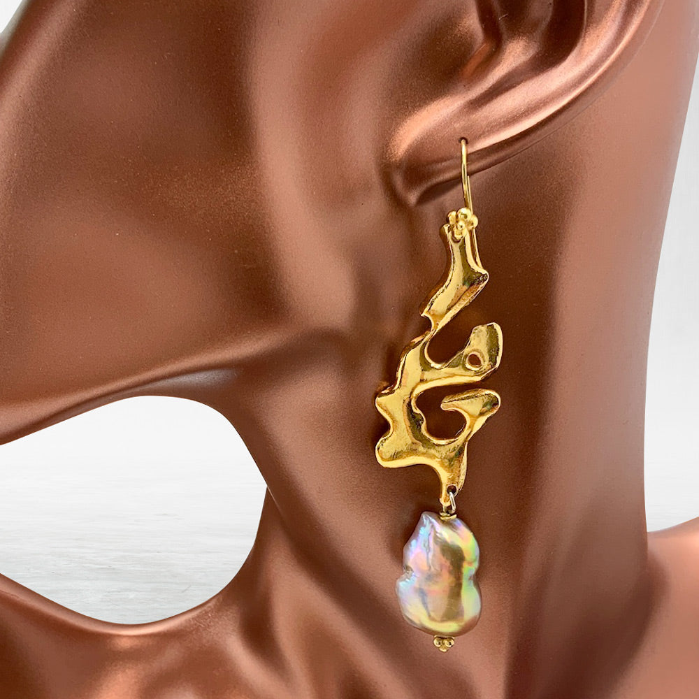 Natural Baroque Pearl Dangle Earrings