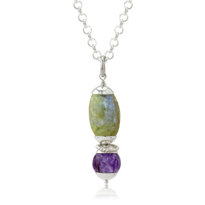 The Goddess Collection Natural Cat's Eye & Charoite Necklace