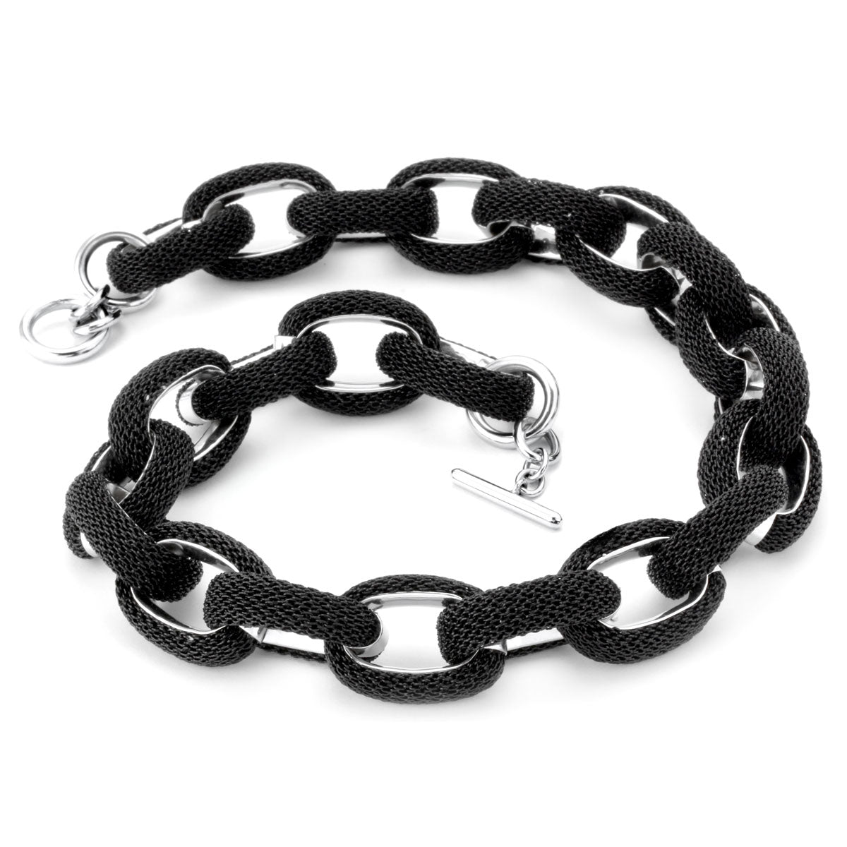 Chain-Link Black Mesh Necklace-343924