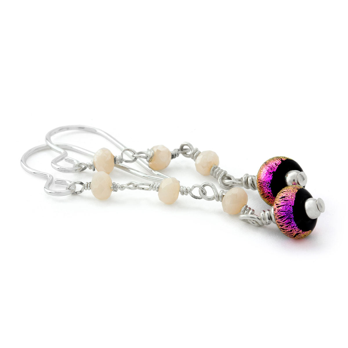Pink Chalcedony & Glass Earrings-210-688