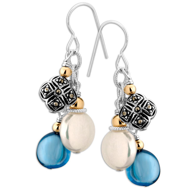 London Blue Topaz & Pearl Earrings-336710