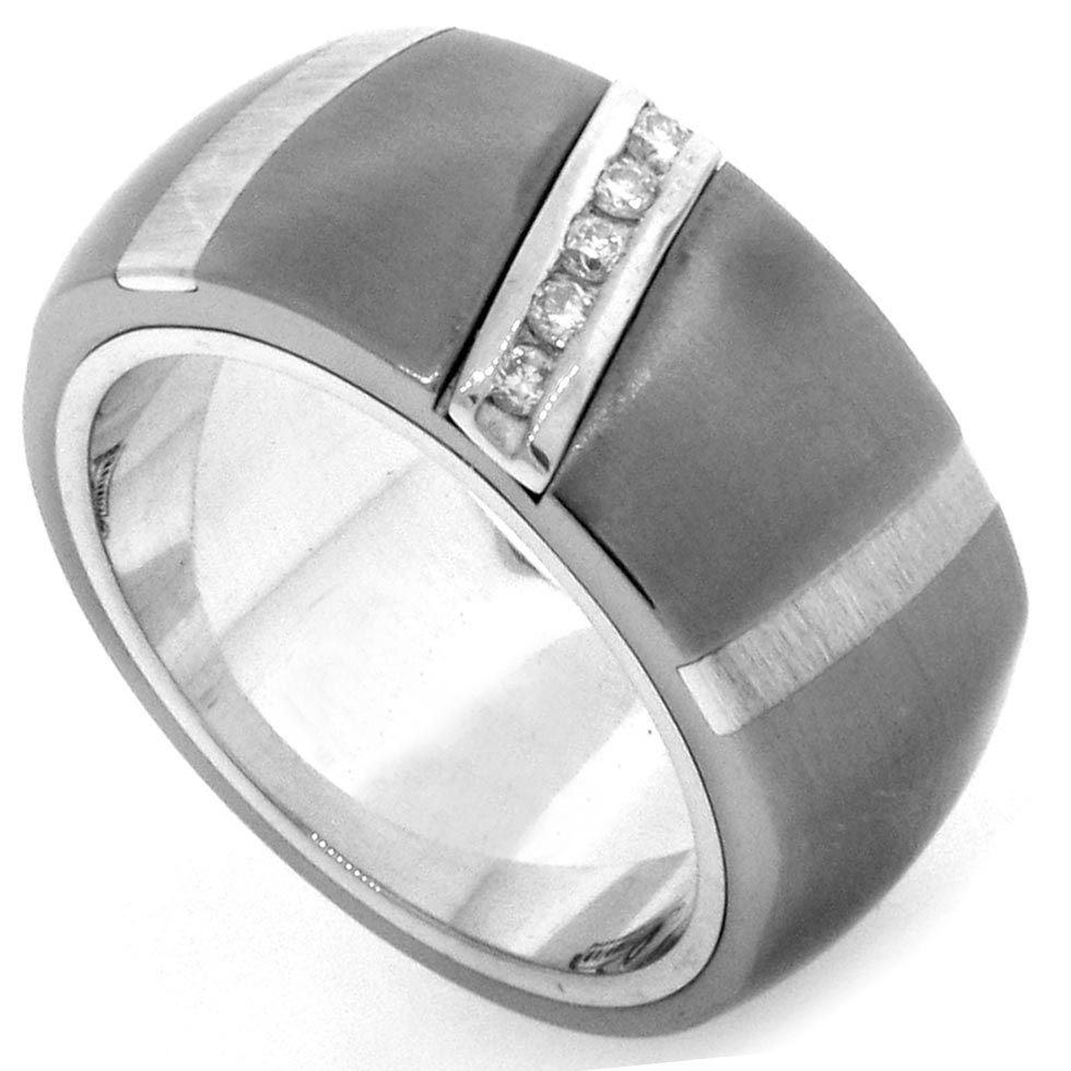 Edward Mirell Men's Rapture Titanium & Diamond Ring