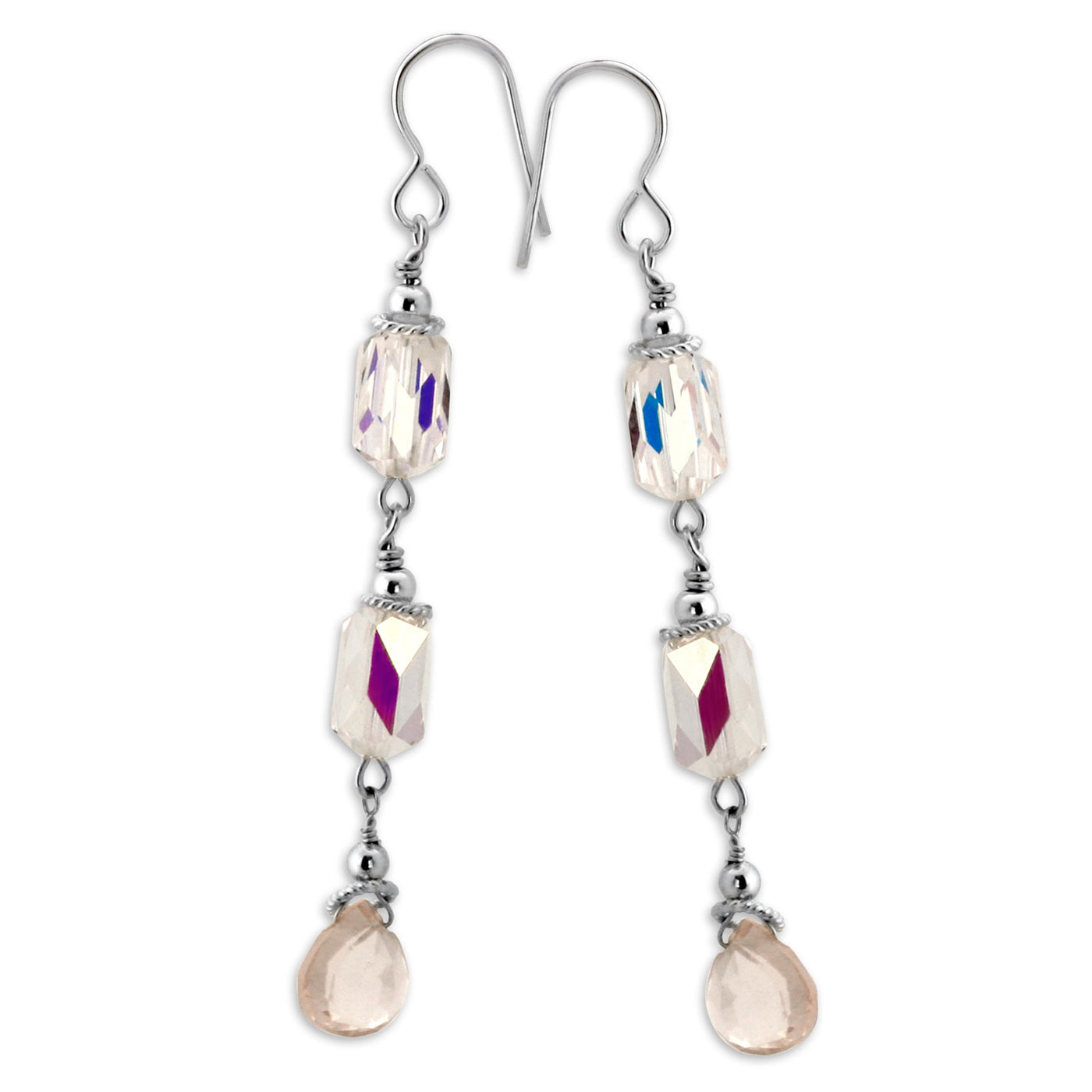 Rose Quartz & Swarovski Crystal Earrings-339856
