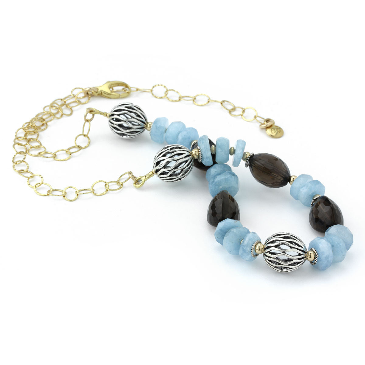 Smoky Quartz & Aquamarine Necklace-235-661