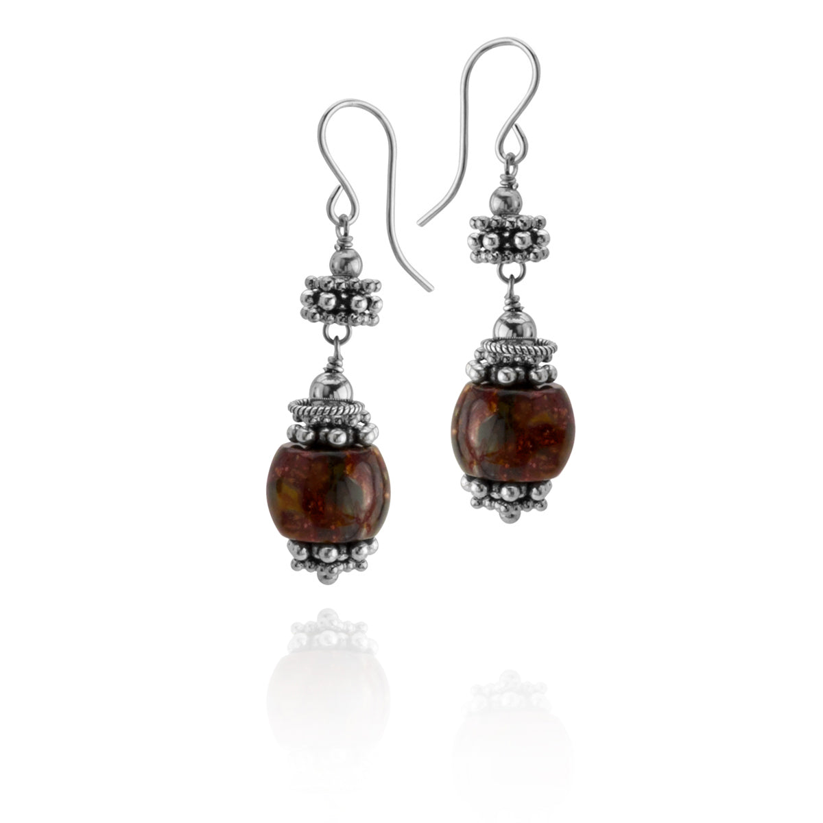 Pietersite and Vermeil Earrings
