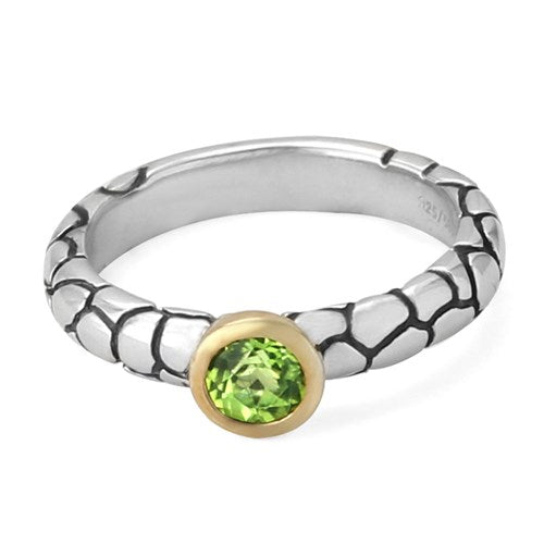 Peridot Ring w/Sterling Silver and 14K Bezel LIMITED QUANTITIES AND SIZES!