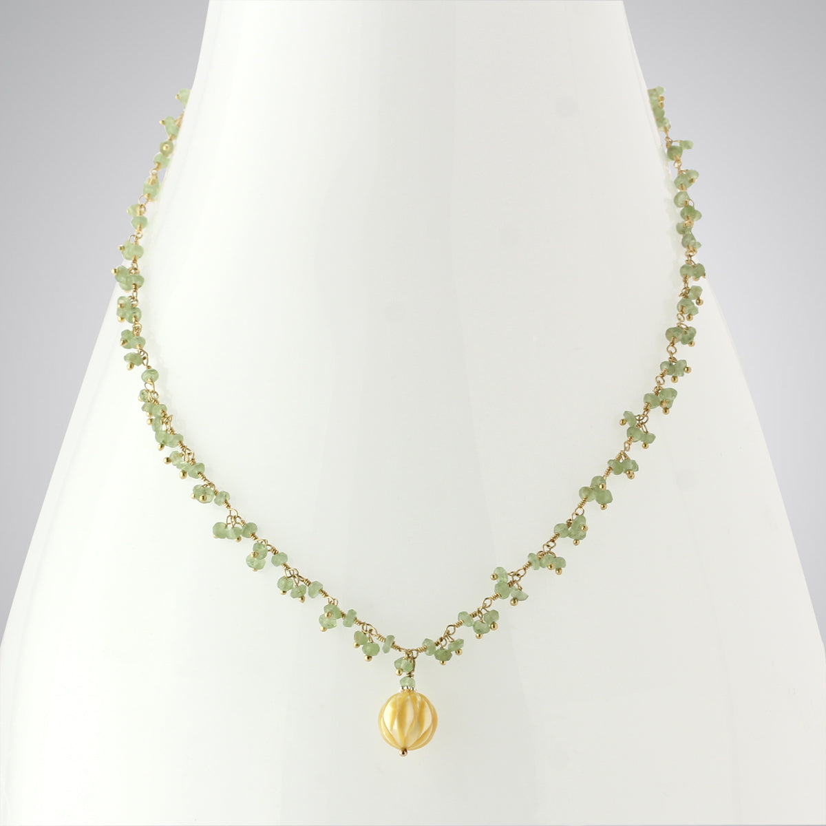 Beneath the Moon Golden Pearl & Peridot Necklace-347620