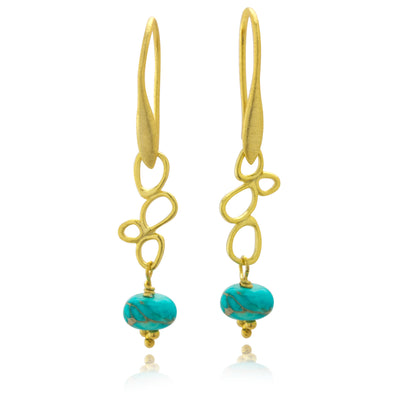 Impressionist Collection Decorated Turquoise Earrings
