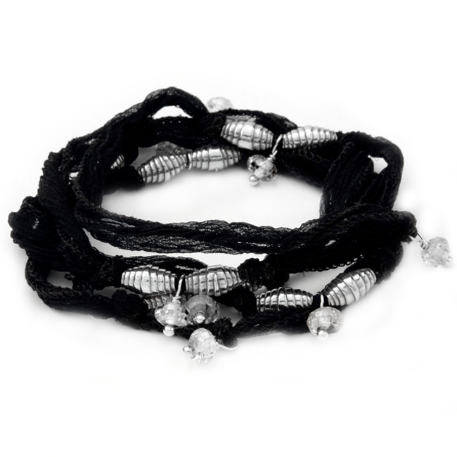 Bohemian-inspired Silk Wrap Bracelet-338290