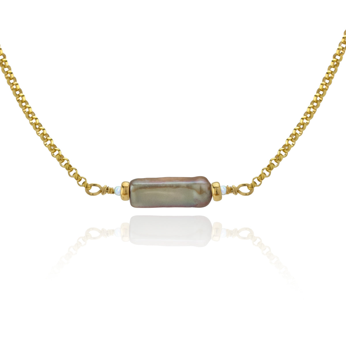 Pearl & Opal Bar Necklace