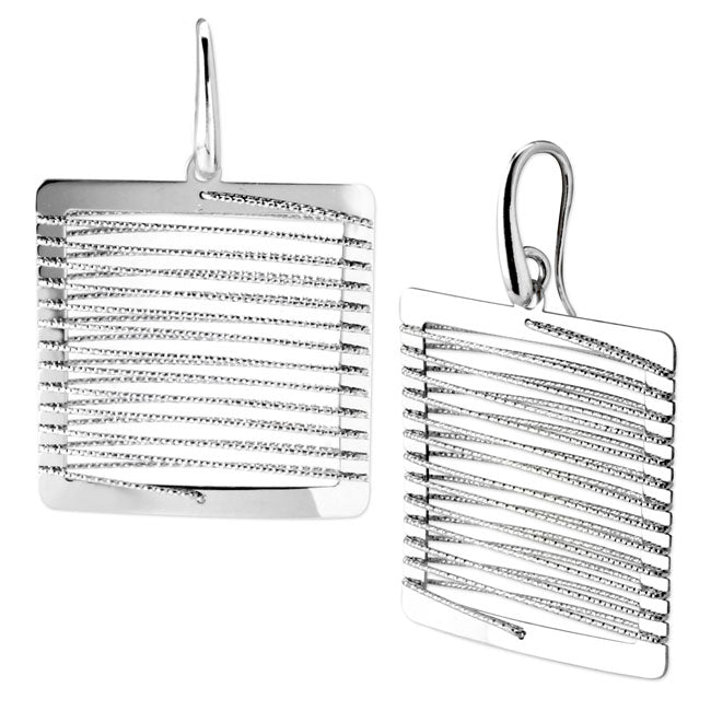 Rhodium Square Earrings-343599