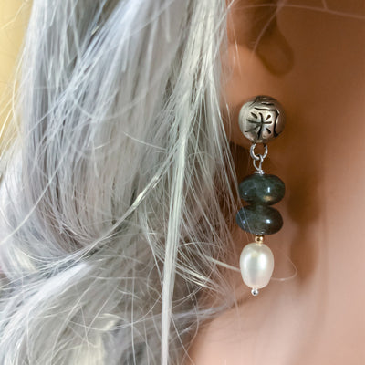Labradorite & Pearl Earrings