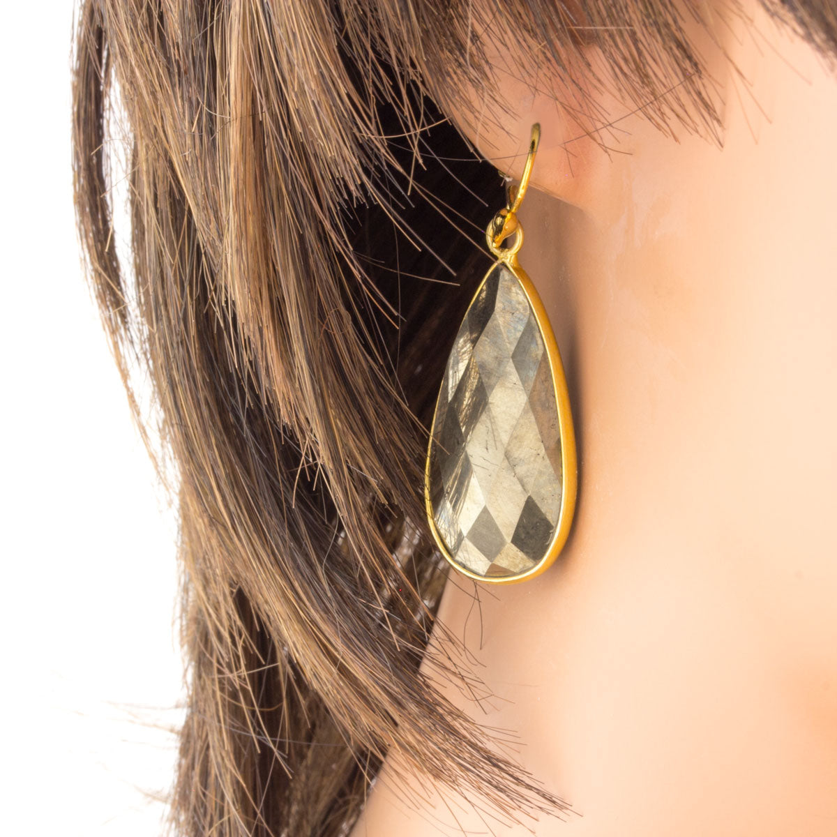 The Goddess Collection Pyrite Teardrop Earrings