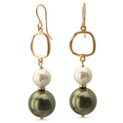 Shell Pearls & 14k Vermeil Earrings
