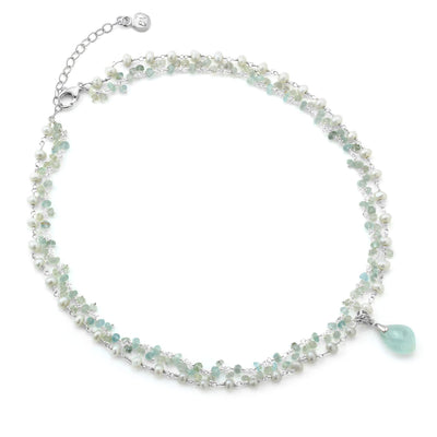 Aquamarine & Pearl Necklace-235-461