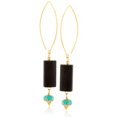 Impressionist Collection Matte Onyx & Turquoise Earrings