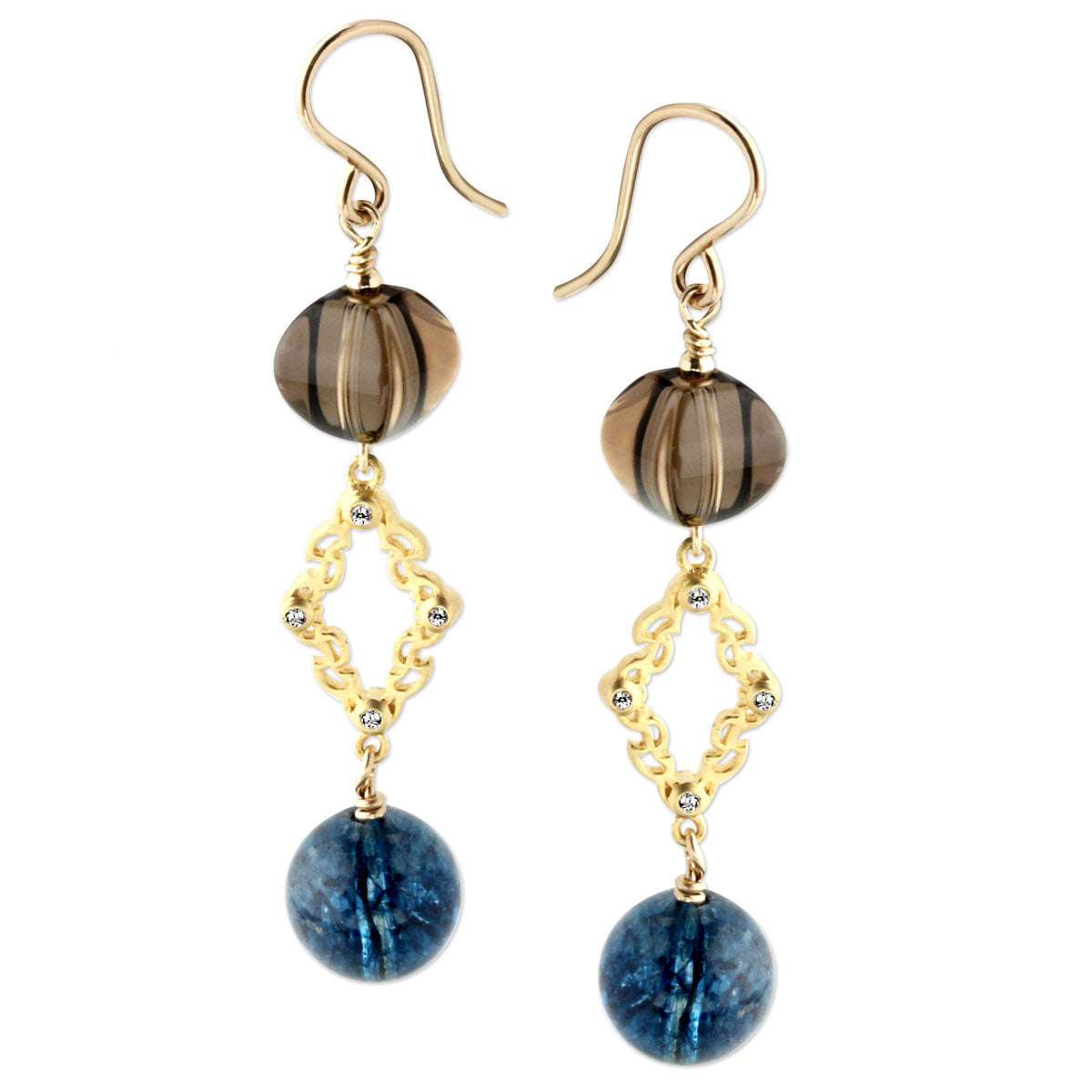 Smoky Quartz & Blue Topaz Earrings-344613