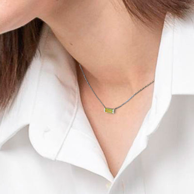 Peridot & Diamond Bar Necklace