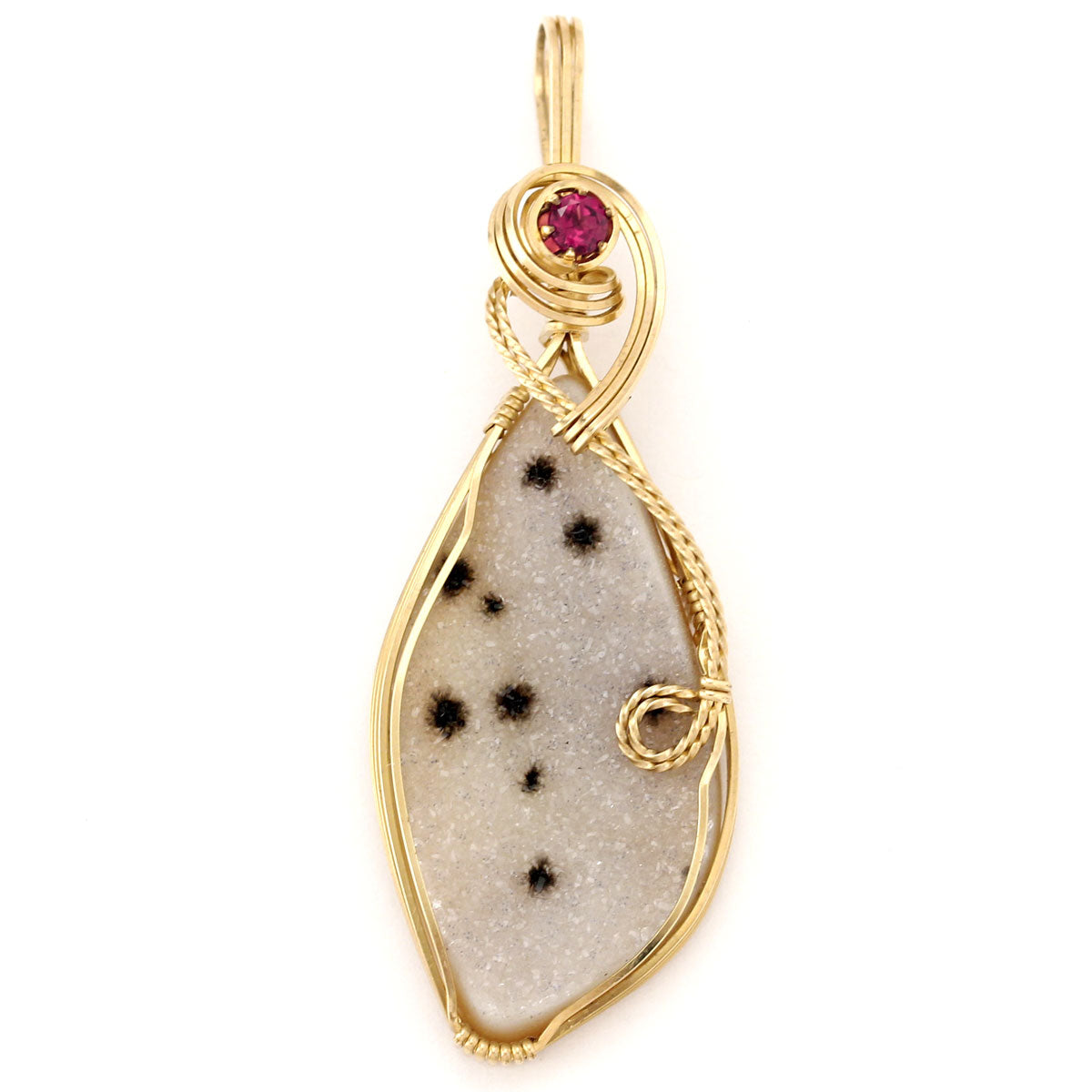 Wire Wrapped White and Black Drusy Pendant-173537
