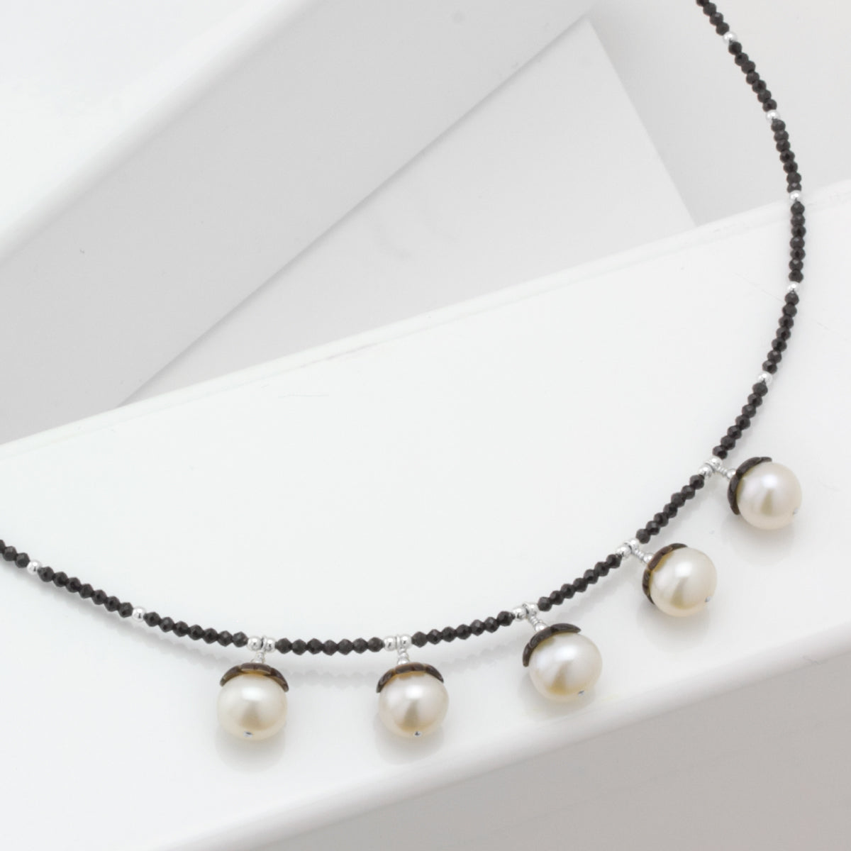 Impressionist Collection Black Mother of Pearl & Pearl Necklace