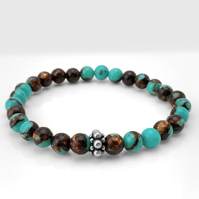 Teal Serpentine & Bronzite Bracelet