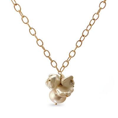 Keishi & Button Pearl Cluster Necklace