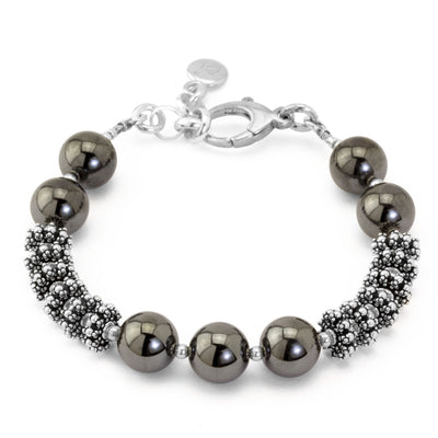 The Goddess Collection Textured Silver & Hematite Bracelet
