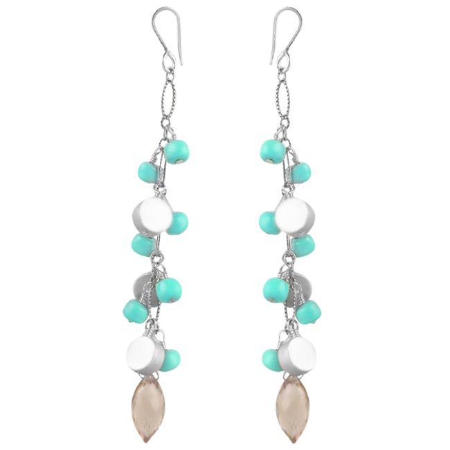 Sleeping Beauty Turquoise & Champagne Citrine Earrings-257237