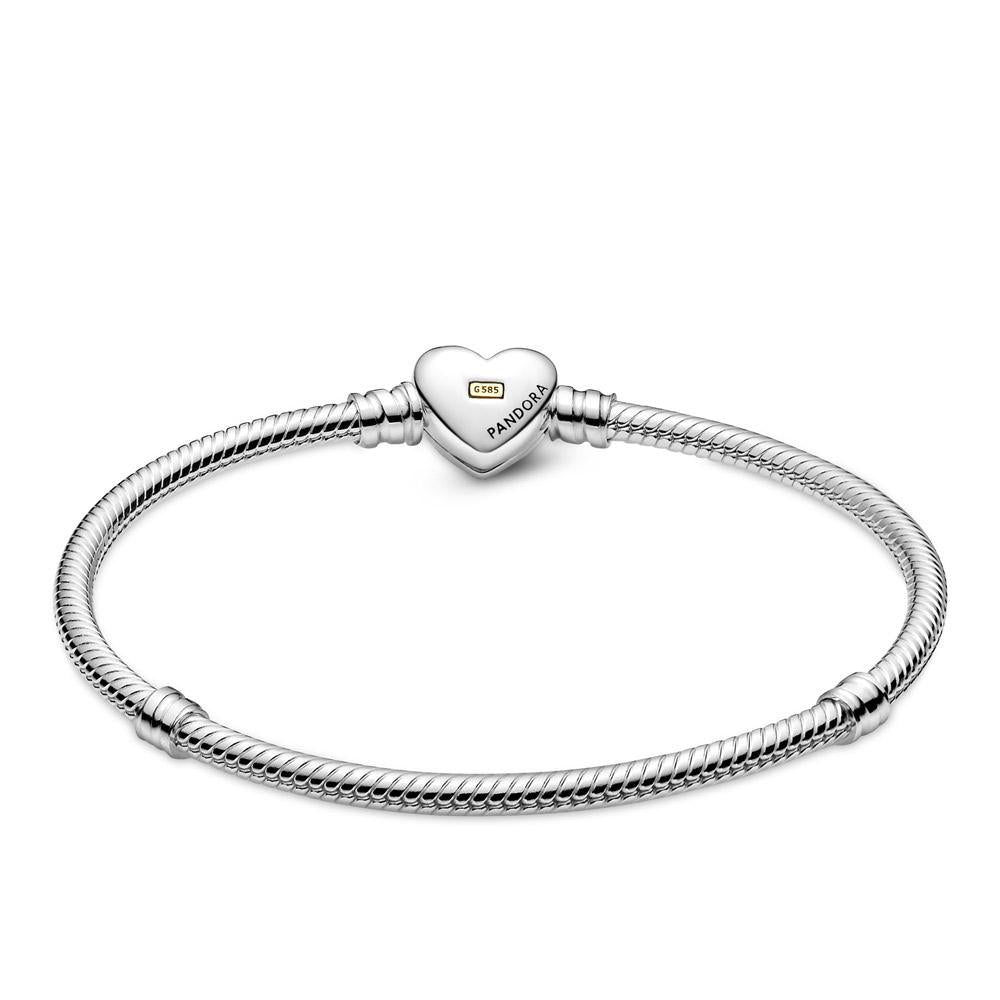 Pandora Moments 14k Domed Golden Heart Snake Chain Bracelet