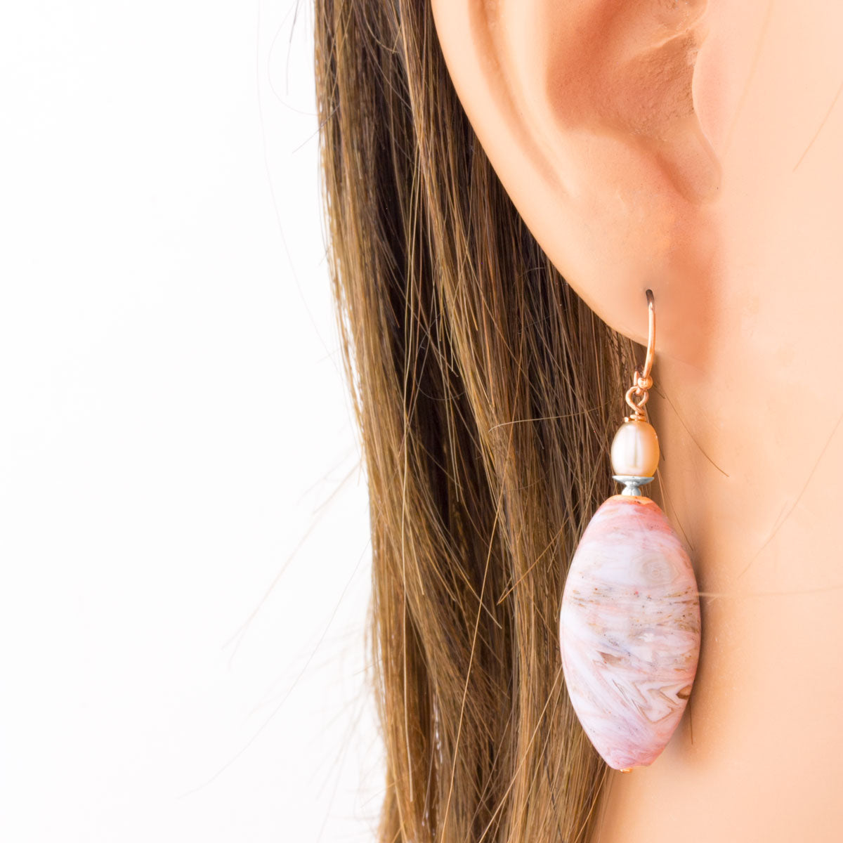 Impressionist Collection Agate with Freshwater Pearl Dangle Earrings