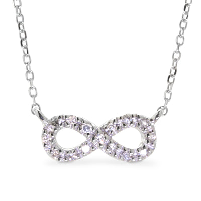 14K White Gold Petite Diamond Infinity Necklace
