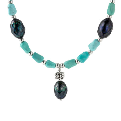 Faceted Pearl & Turquoise-235-666