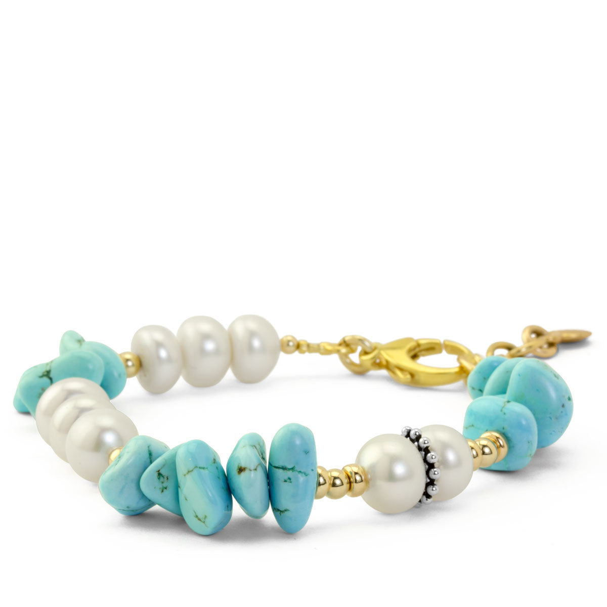 Impressionist Collection Turquoise Nuggets & Pearl Bracelet