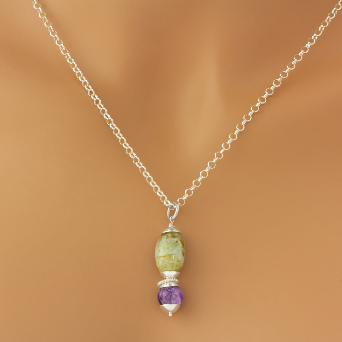 The Goddess Collection Natural Cat's Eye & Charoite Necklace