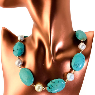 Shell Pearl & Turquoise Necklace