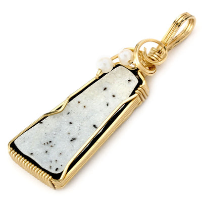 Wire Wrapped White Drusy with Pearls Pendant-173483