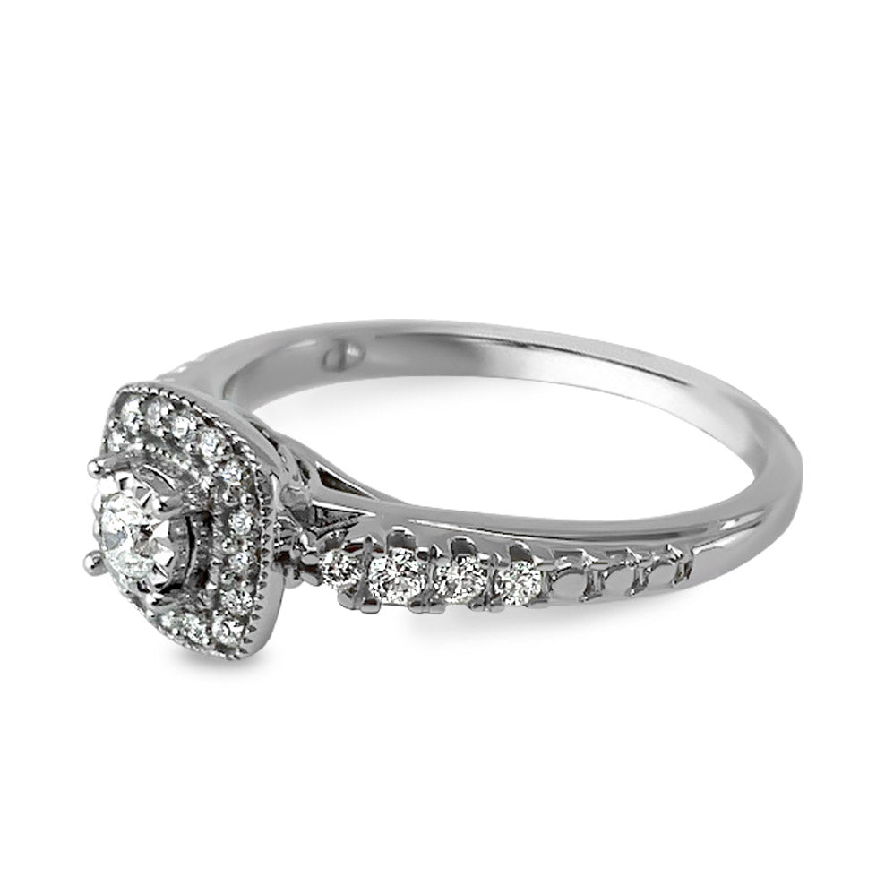 10k White Gold Diamond Promise Ring - 1