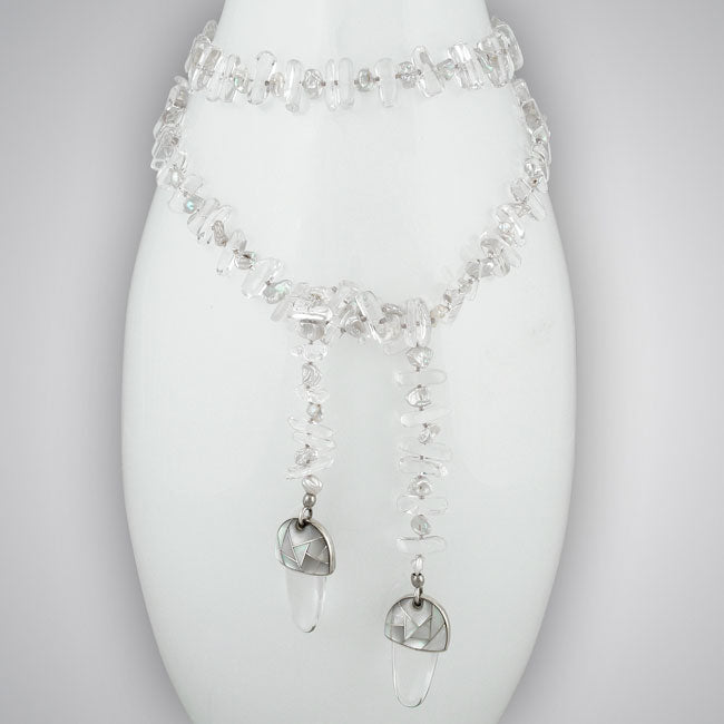 Clear Quartz & Mother of Pearl Necklace-300728
