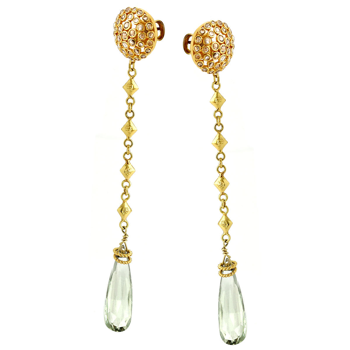 Diamond & Prasiolite Earrings-204231